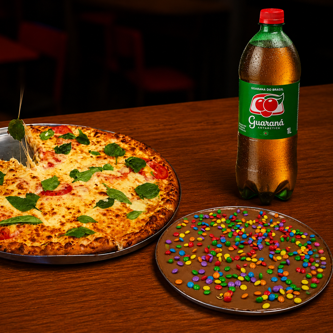 Pizza Grande + Broto Doce + Refrigerante