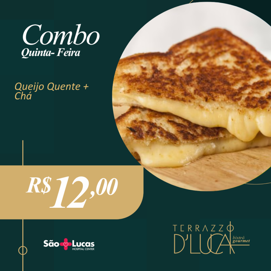 Combo do dia Queijo quente com chá de maçã verde
