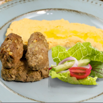 NP- Kafta de Carne c/ Lentilha e Purê de Grão de Bico