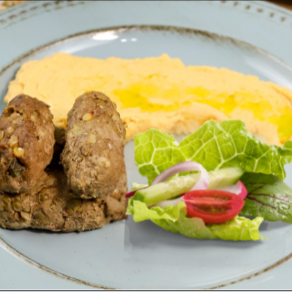 NP- Kafta de Carne c/ Lentilha e Purê de Grão de Bico