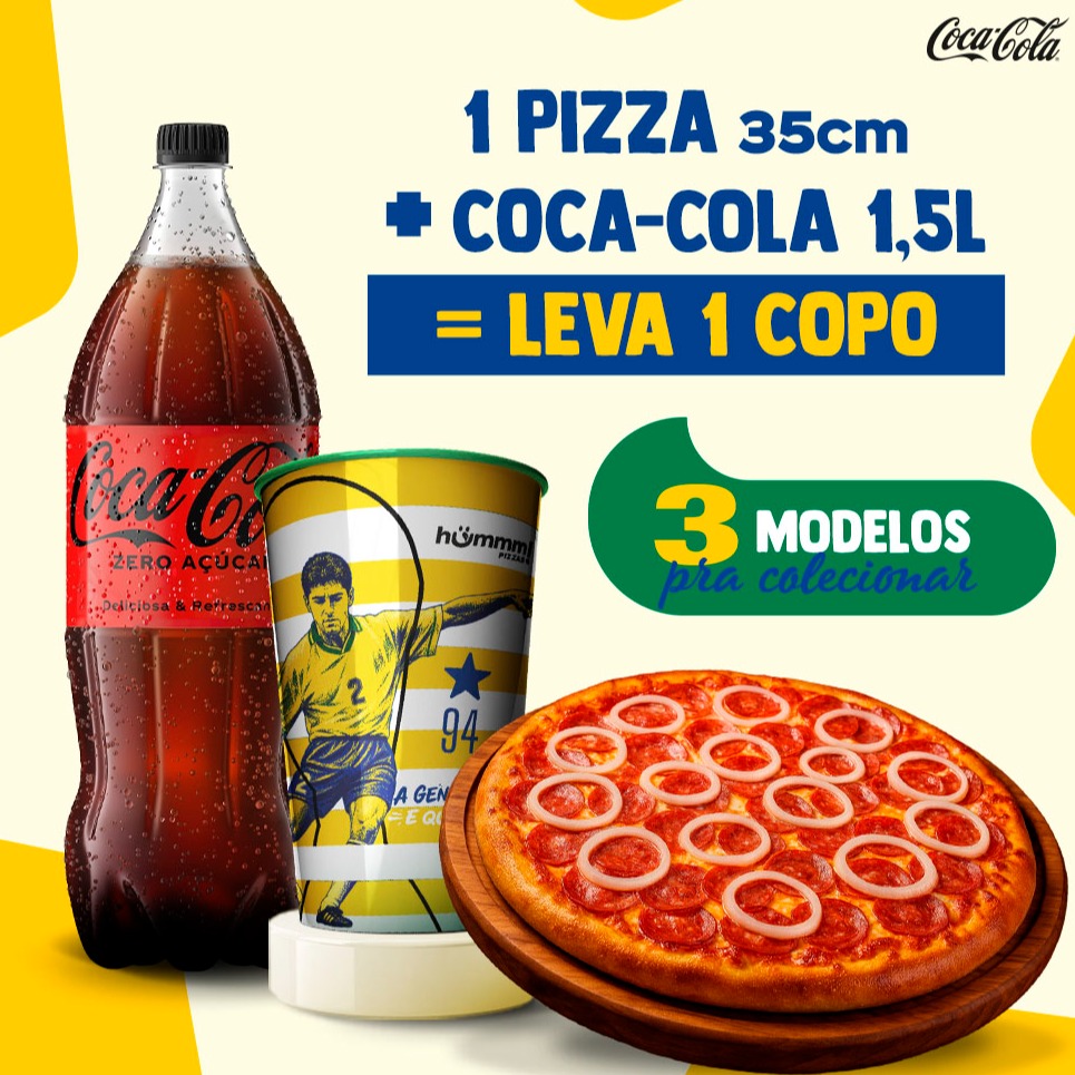 Combo Pizza 35 cm + Coca Cola 1,5L + Copo Colecionável 