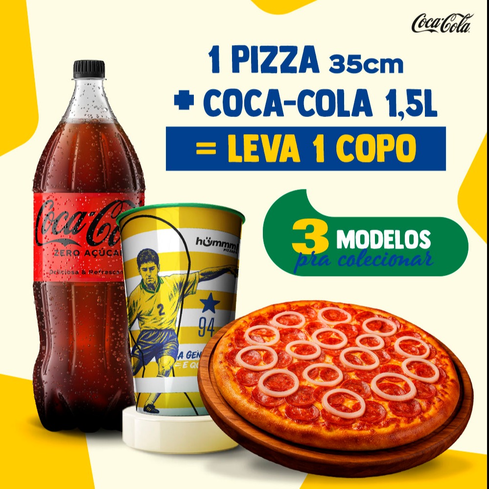 Combo Pizza 35 cm + Coca Cola 1,5L + Copo Colecionável 