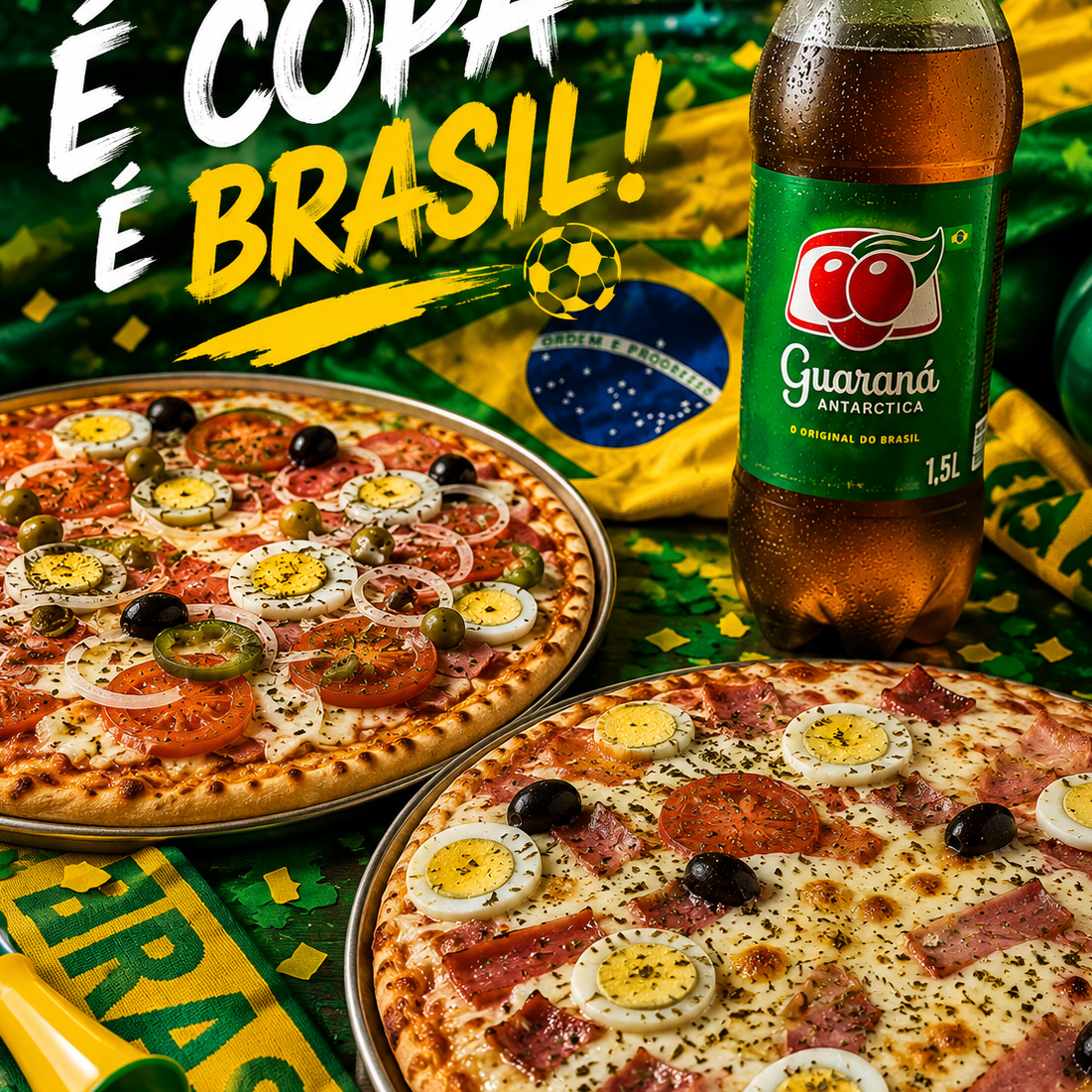 COMBO TORCIDA EM DOBRO!  "Porque uma pizza só não dá conta da emoção da Copa."