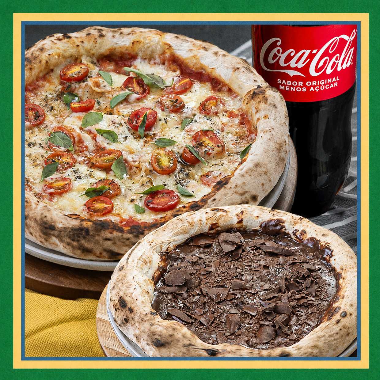 Combo da Torcida: 1 Pizza Salgada Grande + 1 Pizza Doce Média + 1 Bebida 1,5l