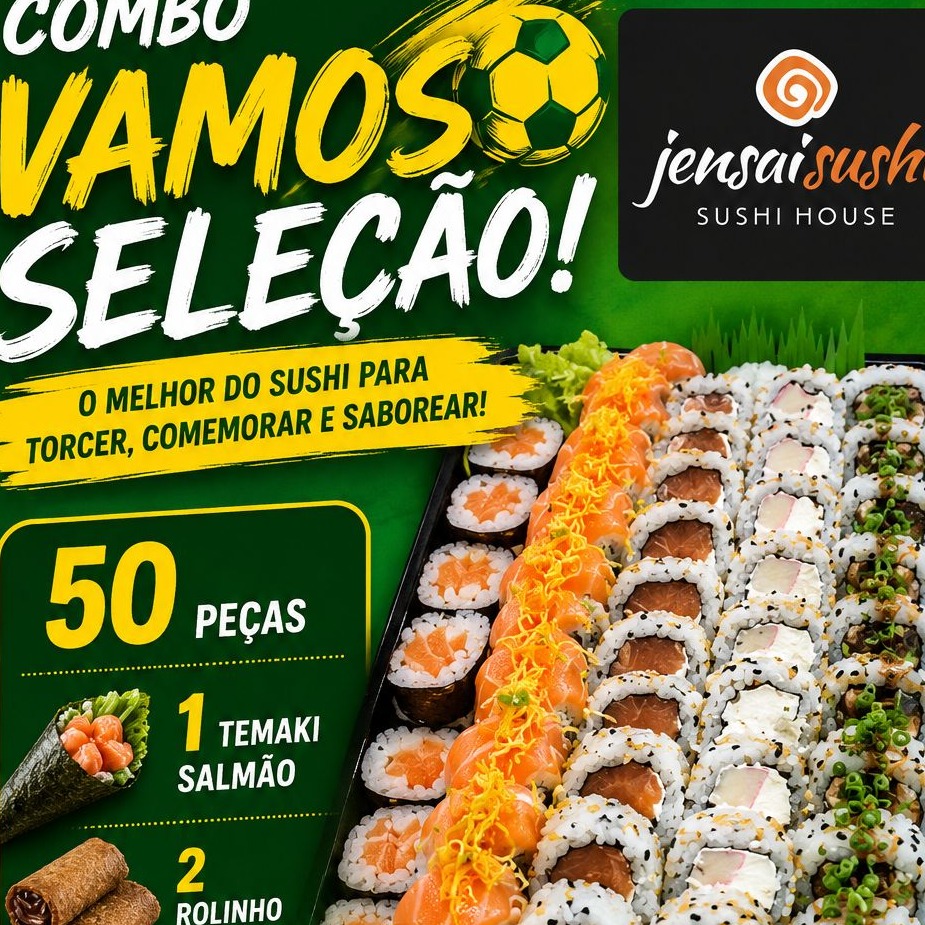 combo seleção 50 peças 1 temaki fila salmão 2 rolinho chocolate