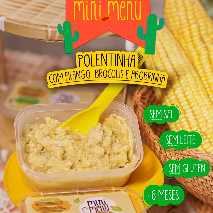 POLENTA DE FRANGO COM BRÓCOLIS E ABOBRINHA
