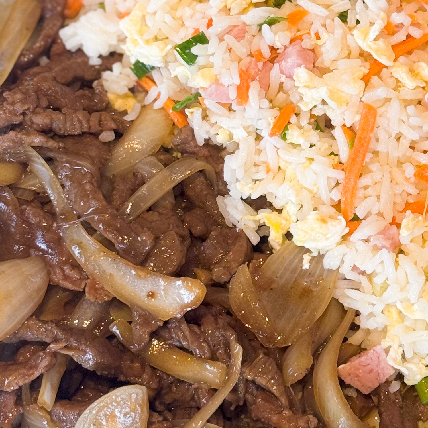 Carne Desfiada com Cebola + Arroz Chopsuey Individual