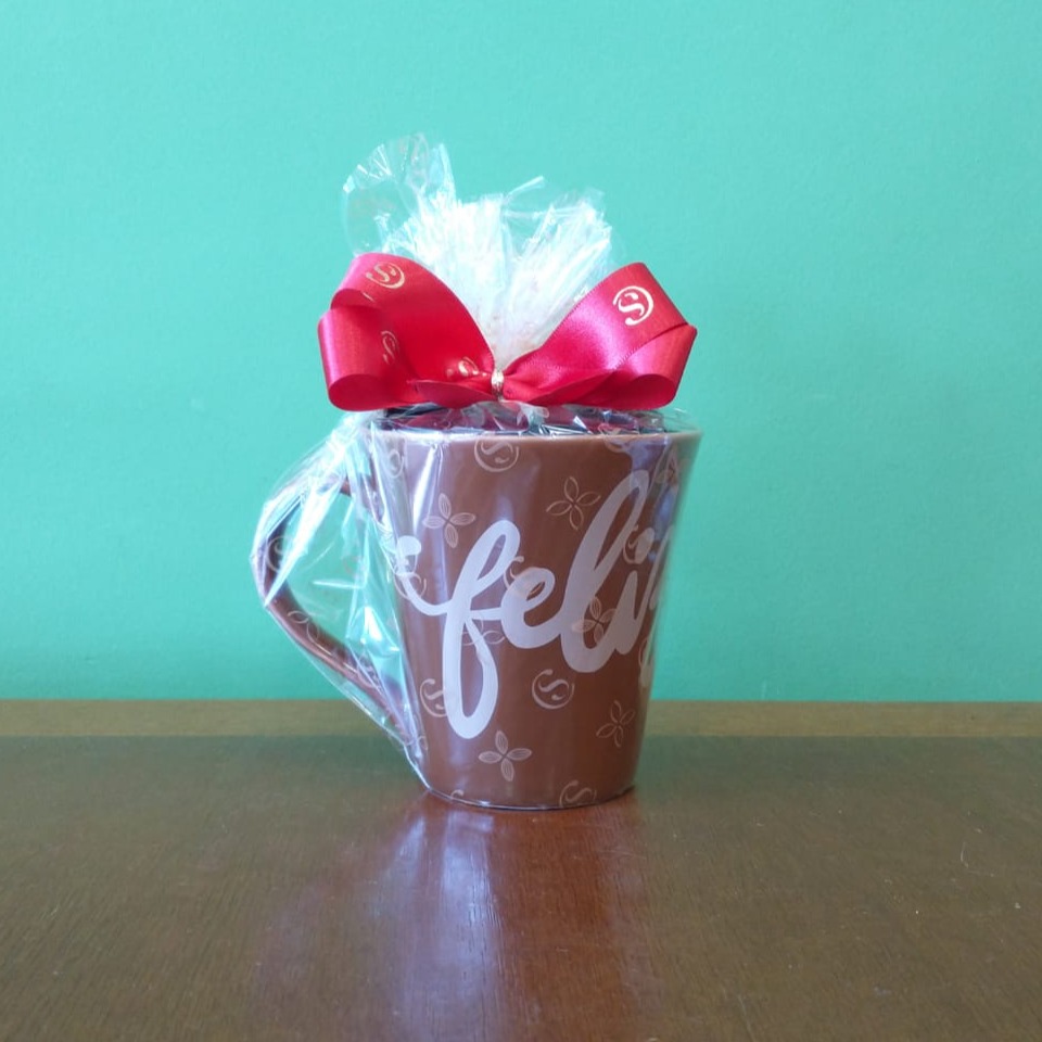 Caneca Feliz Hoje Marrom - Cód 1