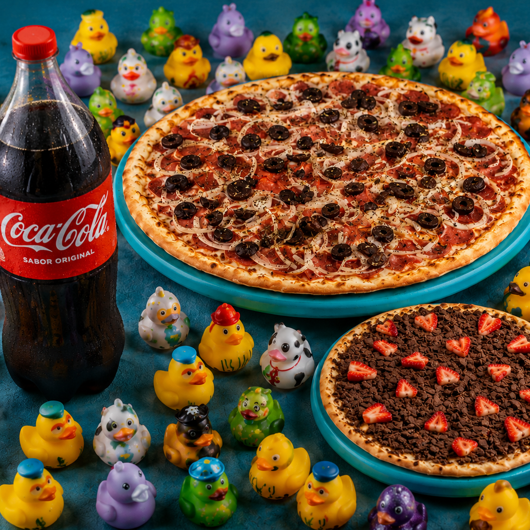 1 Pizza Salgada 45cm + 1 Refri + 1 Pizza Doce 25cm com 50% Off