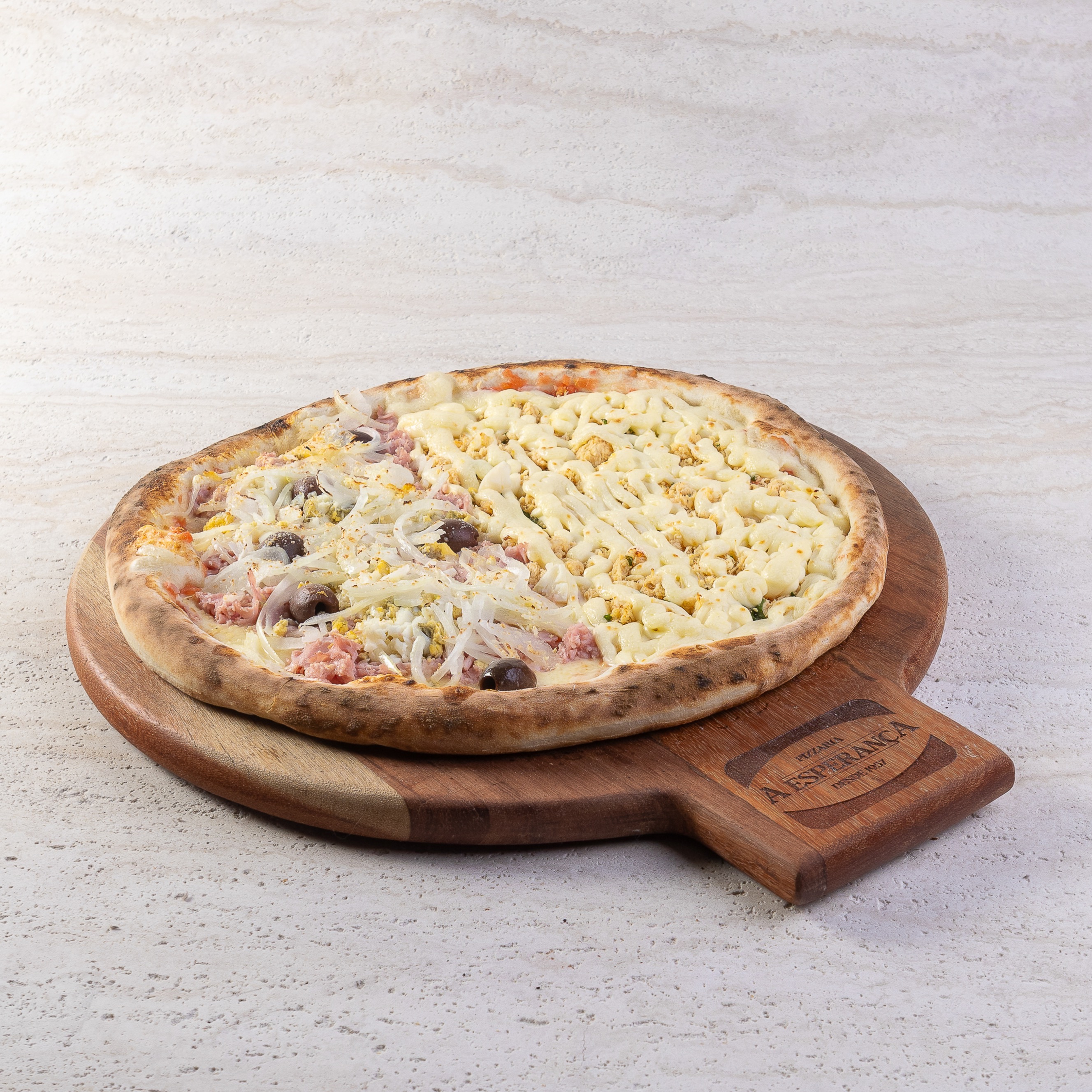 1/2 Portuguesa 1/2 Frango com Catupiry