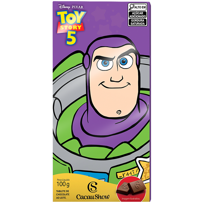 Tablete Toy Story de Chocolate ao Leite Buzz Lightyear 100G 