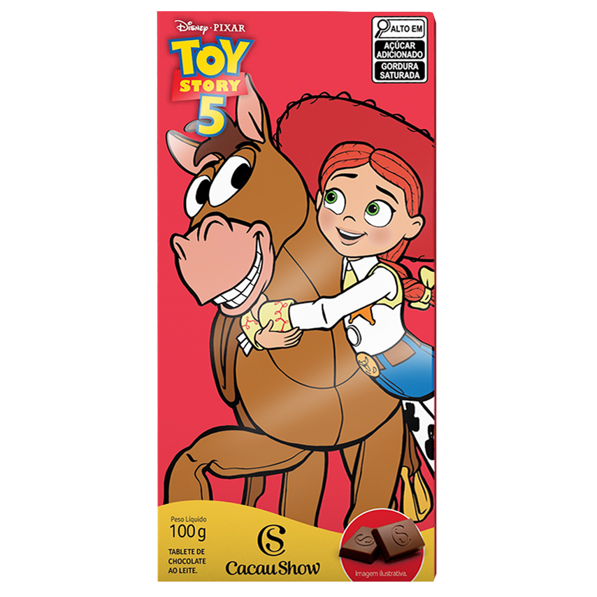 Tablet Toy Story de Chocolate ao Leite Jessie e Bala no Alvo 100G