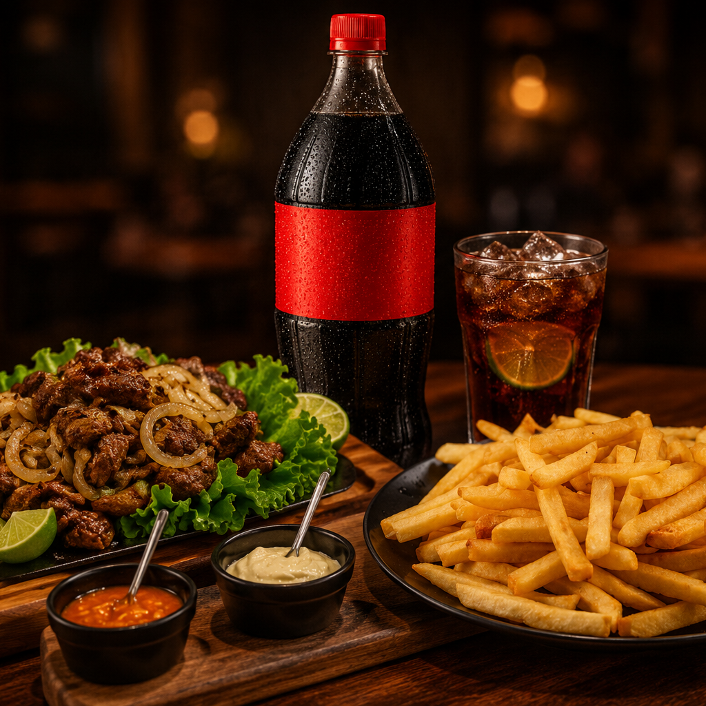 Contra Filé Acebolado + Fritas Crispy 500gr + Coca Cola Litro Retornável