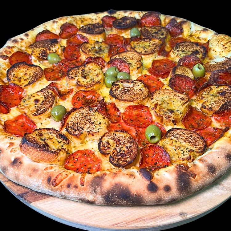 ** Pão de Alho&Pepperoni 30cm + Geléia de Abacaxi Caseira 200ml + Poty 2l **