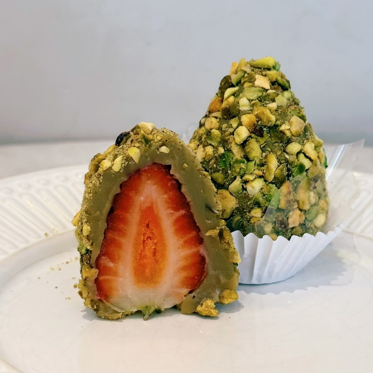 Coxinha de morango Pistache