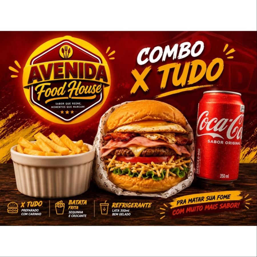 COMBO X-TUDO+BATATA+ REFRIGERANTE 350ML