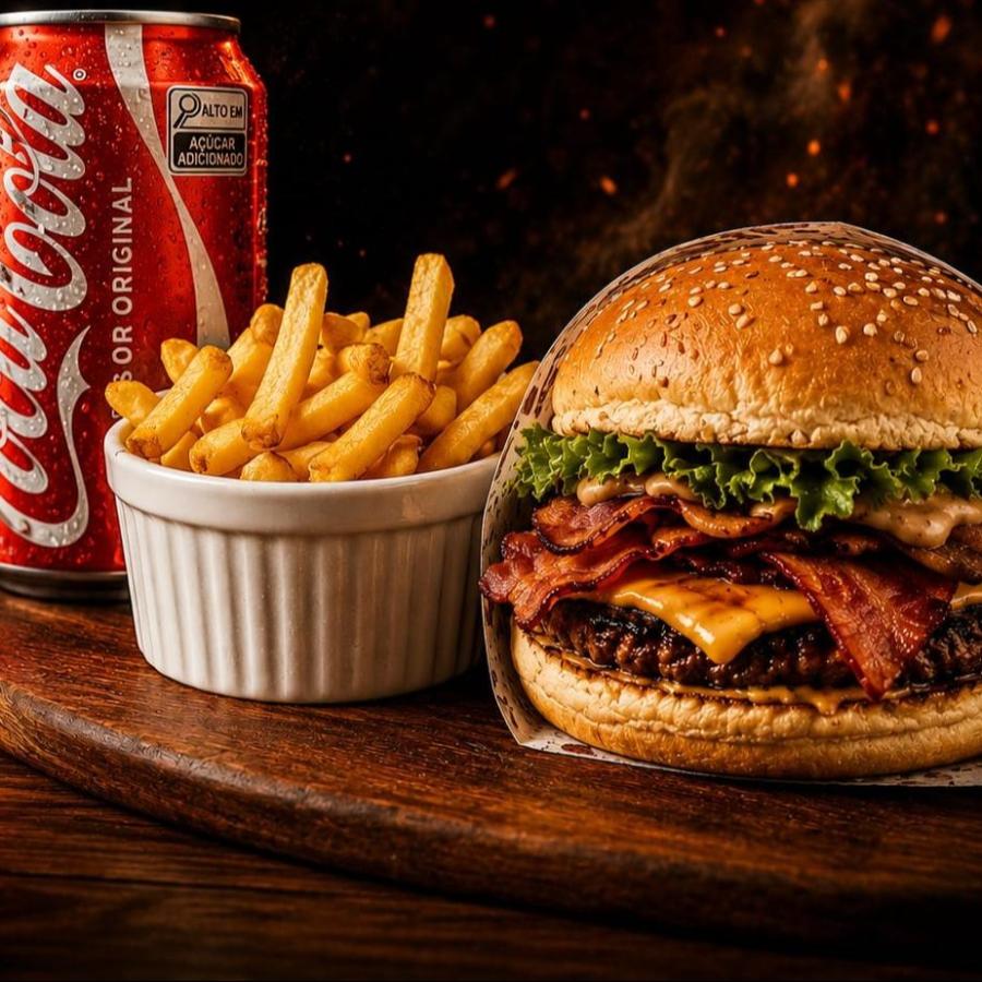 COMBO X BACON + FRITAS P + REFRIGERANTE LATA