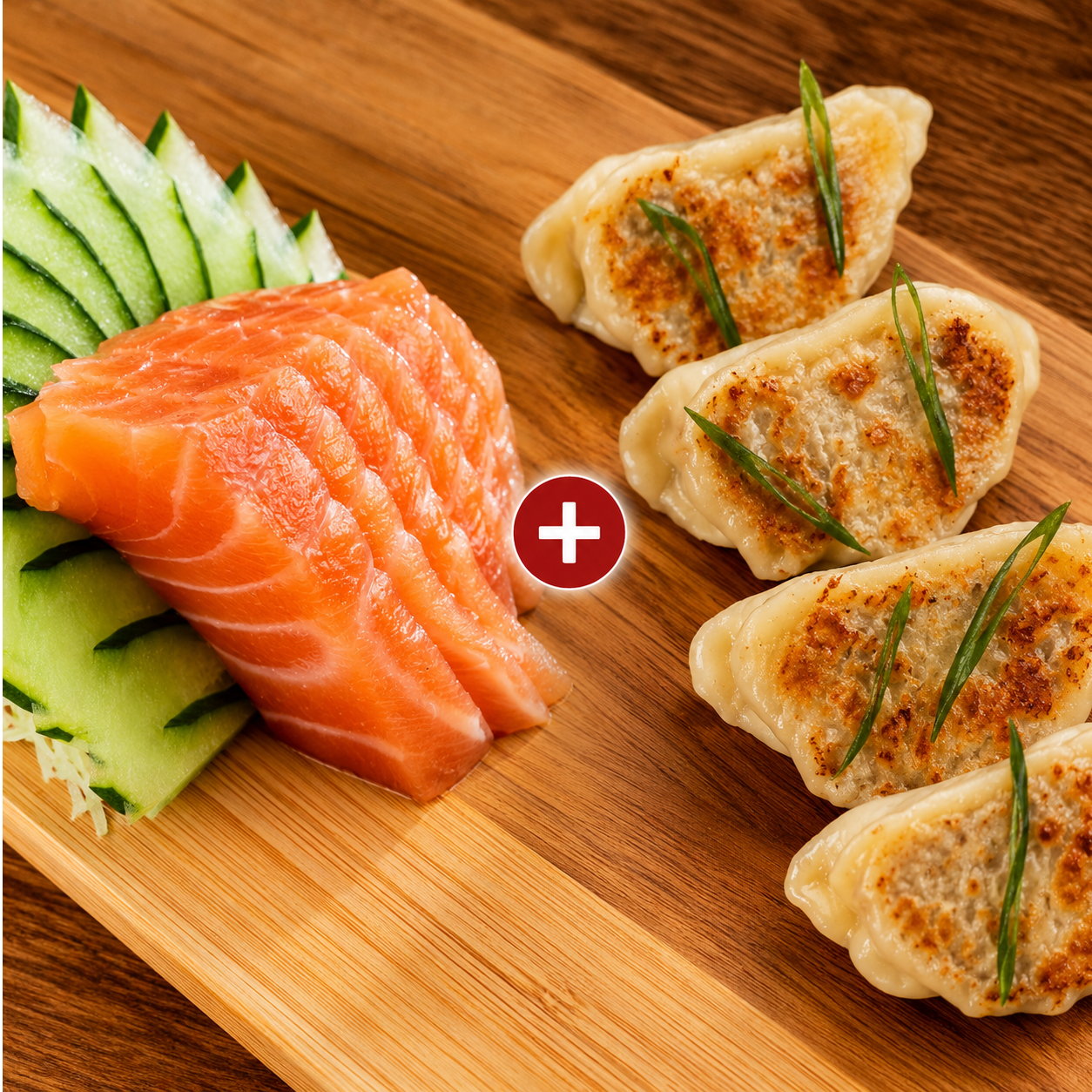 SASHIMI SALMÃO + GUIOZA SUINA