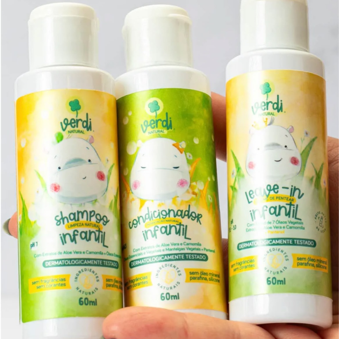 Kit Travel Capilar Natural Shampoo, Condicionador e Leave-in com Aloe Vera e Camomila