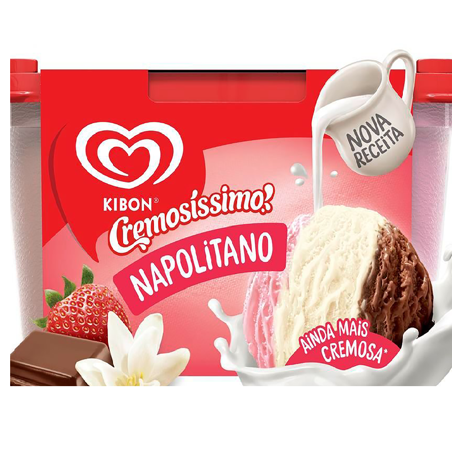 SORVETE KIBON CREMOSISSIMO NAPOLITANO Napolitano 713G
