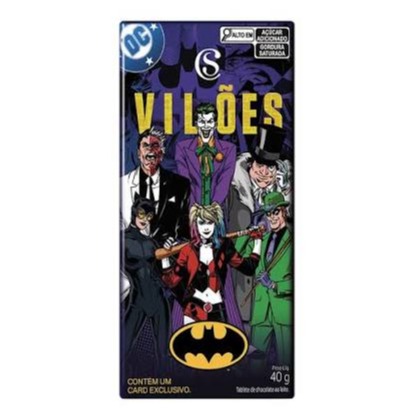 Tablete de Chocolate Vilões do Batman com Card 40g