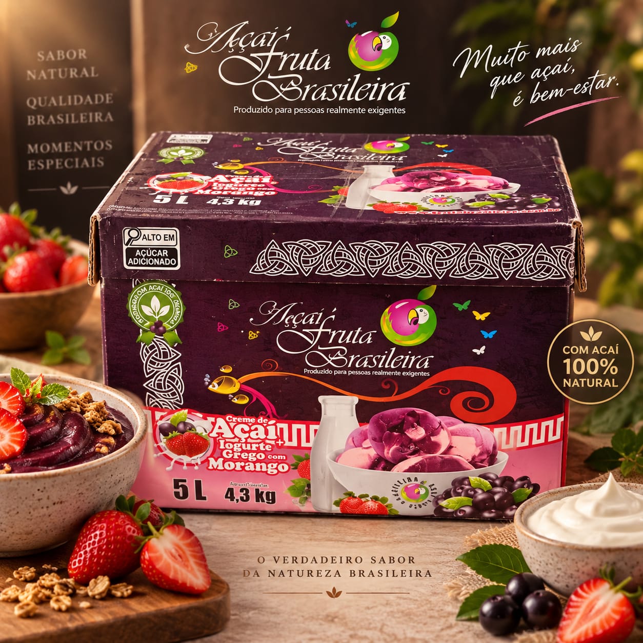 ACAI COM IOGURTE DE MORANGO / FB / 05 LITROS / UND