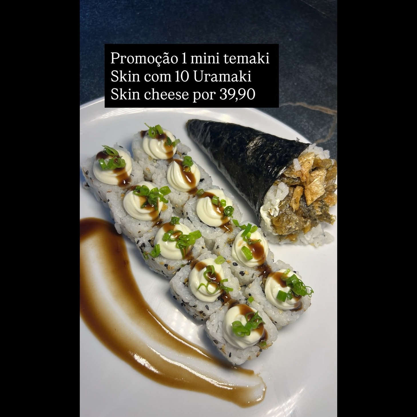 Mini Temaki Skin e uramki skin com cream cheese