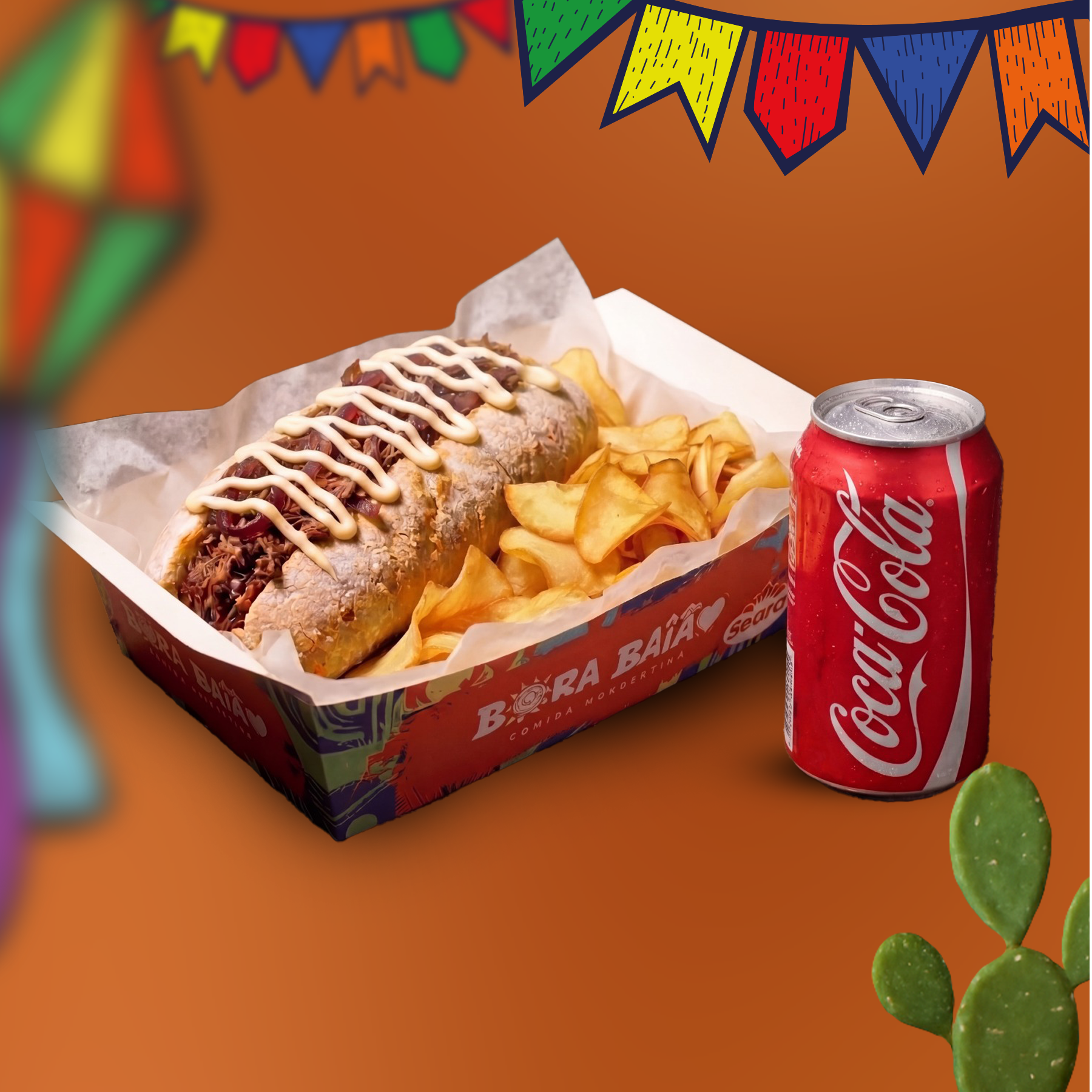 Sanduíche de Costela com Chips de aipim + Bebida