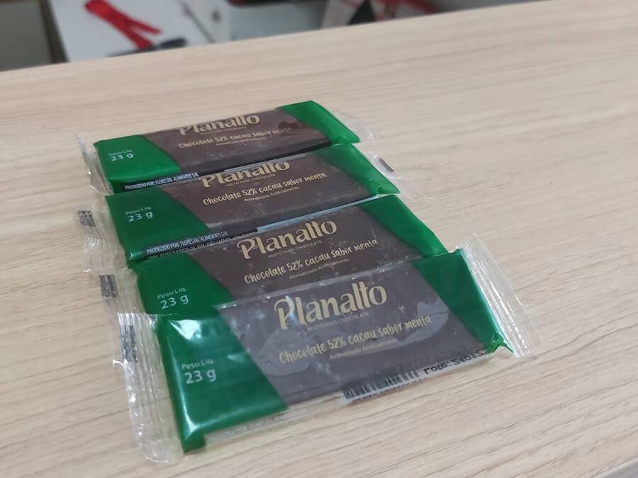 Barra de chocolate 52% cacau sabor menta 23g Planalto