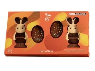 Caixa De Chocolate Cacau Magia Coelhos E Ovos 60g
