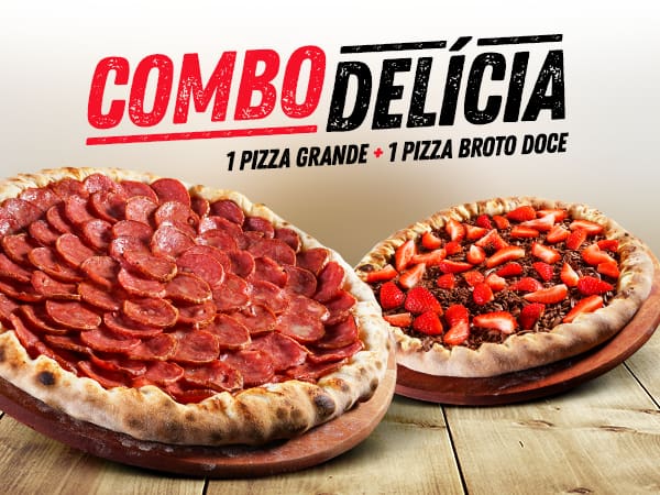 Combo delícia: 1 grande (até 2 sabores)  + 1 broto doce