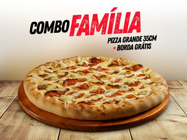 Combo família: pizza grande (até 2 sabores) + Borda recheada grátis 89,90