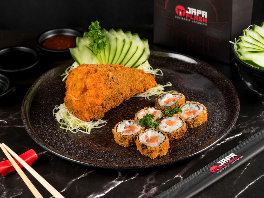 Flash Hot 5 | Temaki Hotzão Salmão + 6 Hots Salmão Filadélfia crocante - 7 peças