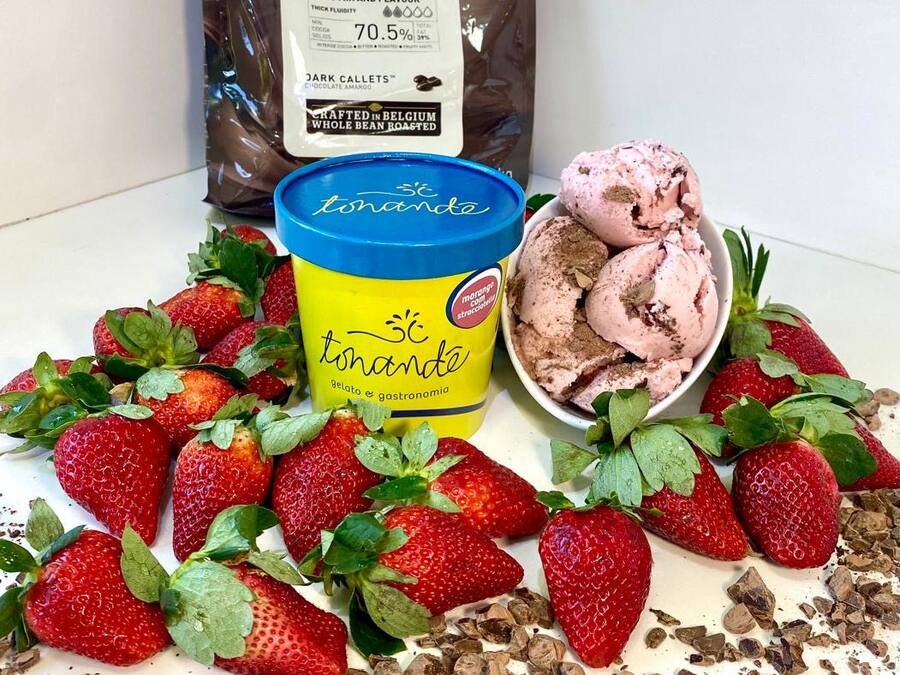 Gelato de Morango com Stracciatella 500ml