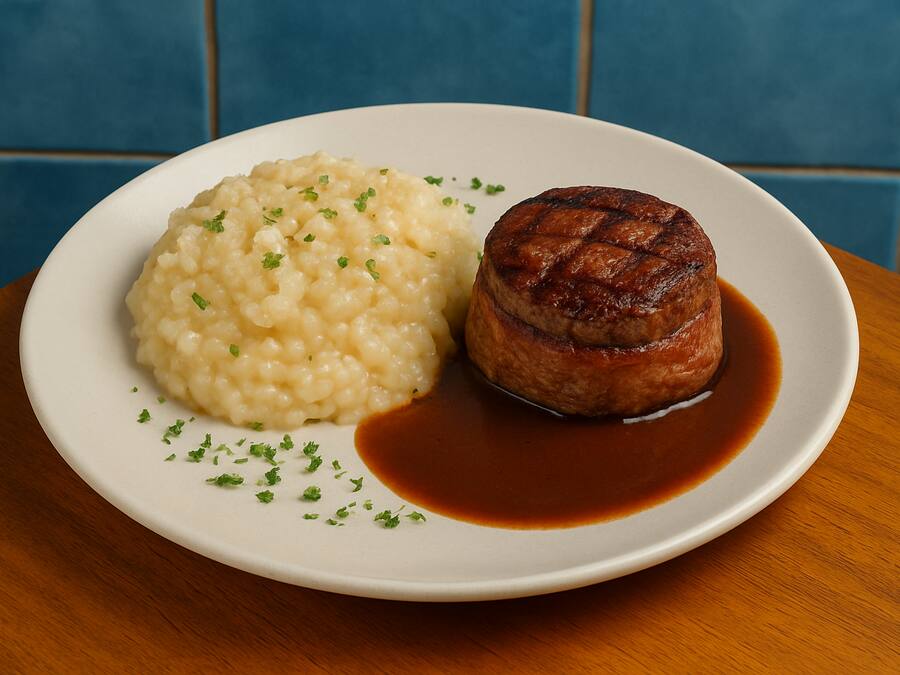 Medalhão de Mignon com Arroz à Piemontese + Bebida