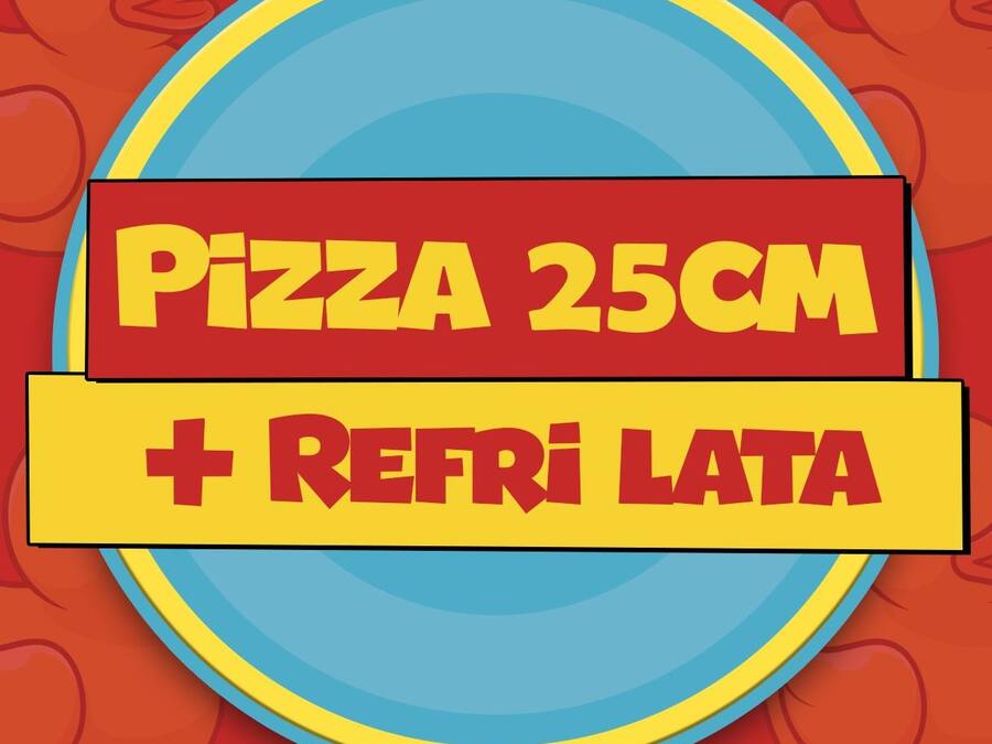 Pizza (25cm) Salgada - até 2 sabores + Refri Lata Grátis