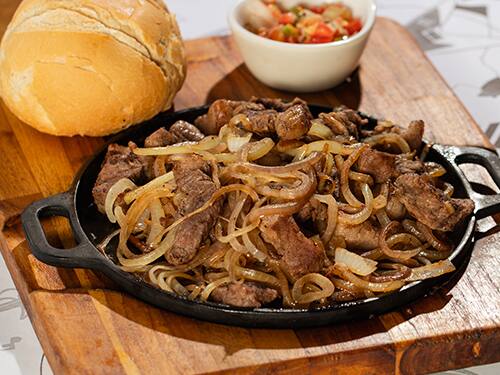 Porção Contra Filé Acebolado