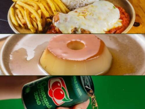 Proteína + Sobremesa + Bebida (2 acompanhamentos)