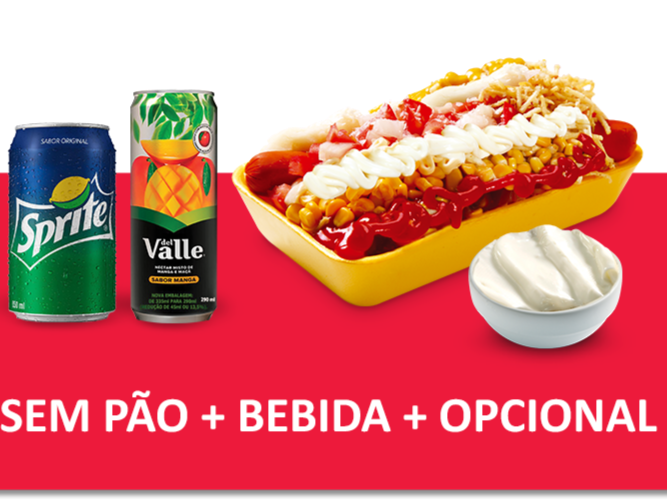 Sem Pão + Bebida + Opcional