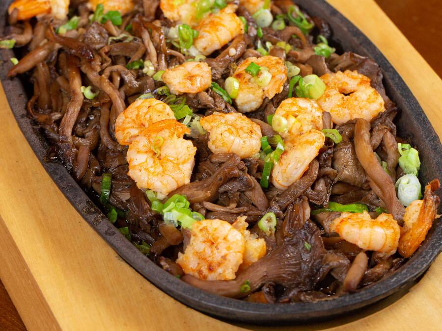 Shimeji com camarão