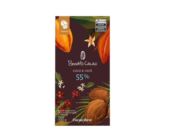 Tablete Bendito Cacao 55% Cacau com Coco e Café 100g