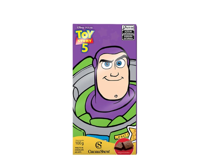 Tablete Toy Story de Chocolate ao Leite Buzz Lightyear 100g