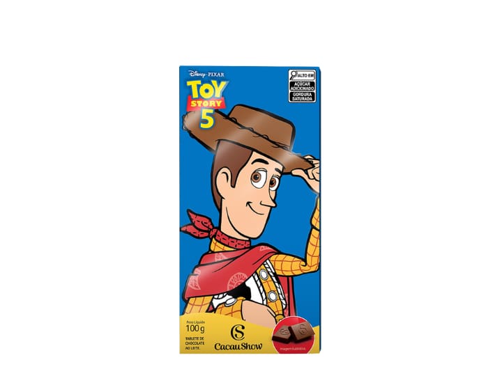 Tablete Toy Story de Chocolate ao Leite Woody 100g